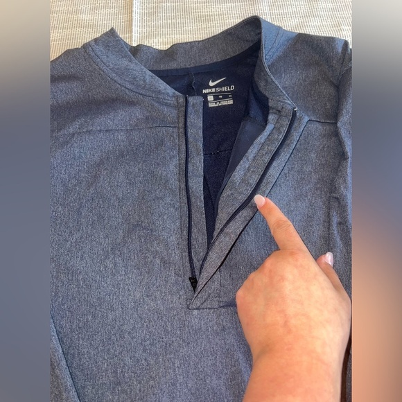 Nike Shield Men’s Half-Zip Golf Pullover Jacket Gray/Dark Navy/Black Size XL - Picture 5 of 13